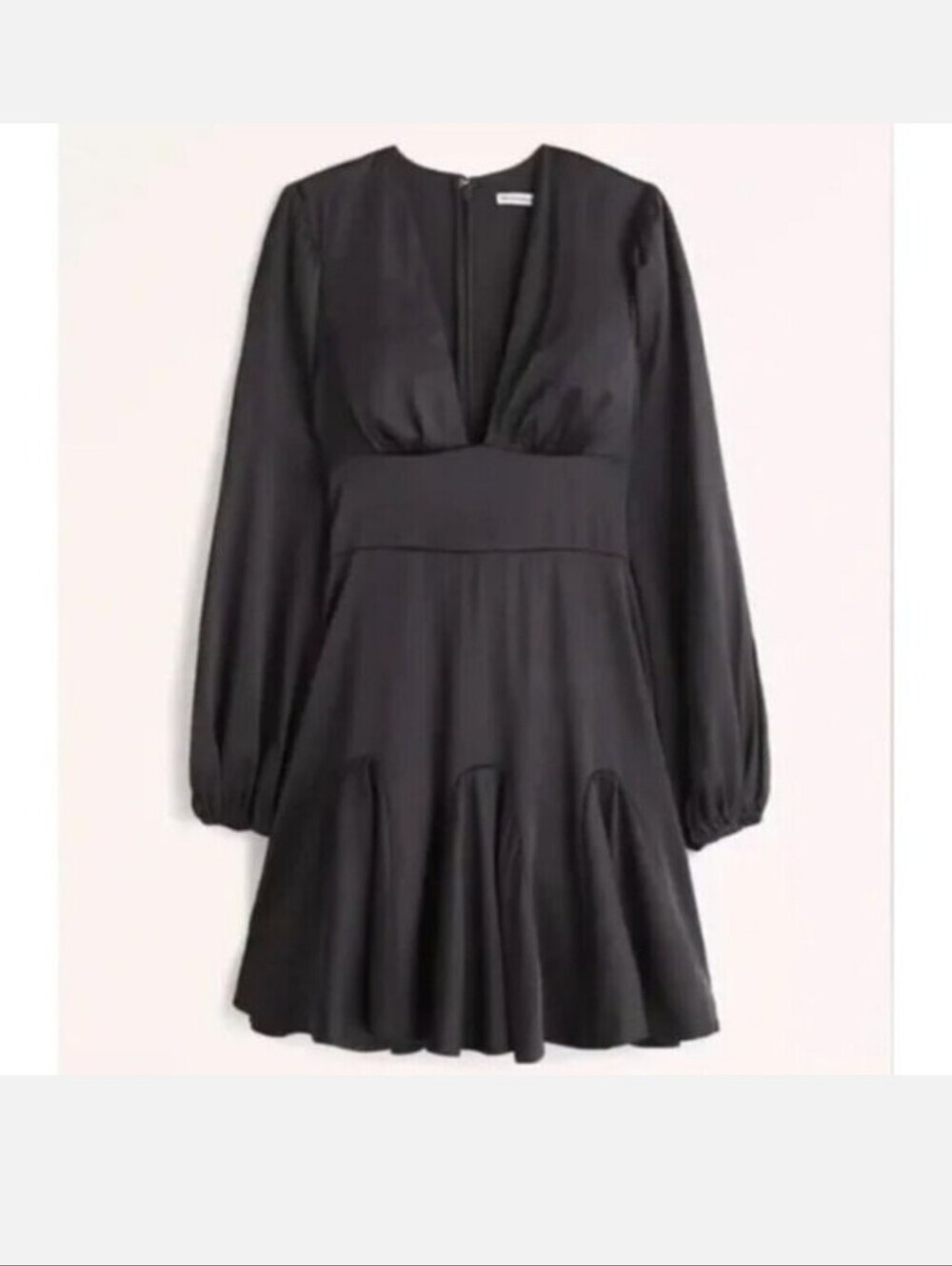 Abercrombie & Fitch Long Sleeve Black Satin Plunge Mini Dress L Romantic Goth